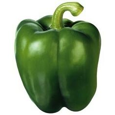 a green bell pepper is shown on a white background with clipping to the side