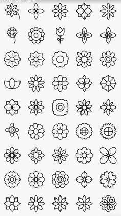 the different types of flowers are shown in black and white