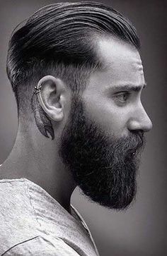 Undercut Beard, Mens Slicked Back Hairstyles, Hair Styles For Men, Greaser Hair, Slick Back Haircut, Undercut Hairstyle, Beard Fade, Great Haircuts