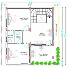 the floor plan for a small house with three bedroom and an attached bathroom, which is also