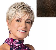 Short, spirited, and sophisticated, the Toni Brattin Snazzy wig features face-framing bangs that fall gently across the forehead and a precision-cut neck-hugging tapered neckline.  A specially designed wig cap can be easily adjusted for a custom fit. Additional comfort features include a wide velvet band at the front hairline, open wefting on top, and adjustable sizing tabs in the neckline for a comfortable and secure fit. All Toni Brattin wigs have the look and feel of natural hair.  How do I u Blonde Human Hair Wigs, Framing Bangs, Pixie Cut With Bangs, Face Framing Bangs, Human Hair Wigs Blonde, Red To Blonde, Medium Blonde, Pixie Cut Wig, Short Pixie Cut