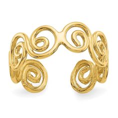 This Beautifully Designed Item Offers The Perfect Blend Of Style And Substance. Its Elegant Design Is Ideal For Enhancing Any Outfit, While Its Durable Construction Ensures Lasting Wear, Making It An Essential Addition To Your Wardrobe. Specifications: Material: Primary - Purity:14k Finish:Polished Band Width:5 Mm Feature:Solid Manufacturing Process:Casted Material: Primary:Gold Product Type:Jewelry Jewelry Type:Rings Sold By Unit:Each Texture:Patterned Material: Primary - Color:Yellow Ring Type Yellow Ring, Yellow Rings, Scroll Pattern, Bow Jewelry, Spiral Design, Toe Ring, Fine Jewelry Gift, Jewelry Companies, Toe Rings