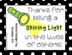 a black and white polka dot background with a yellow light in the center that says thanks for being a shining light in the lives of others