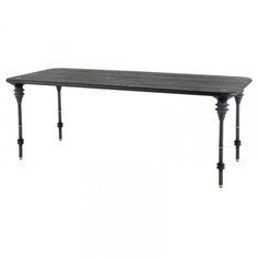 a black table with two legs and a wooden top on an isolated white background for display or montage