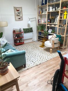 the living room is clean and ready for guests to use it as a home office