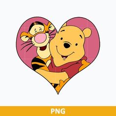 winnie the pooh and tigger in a heart shaped frame with text that reads png