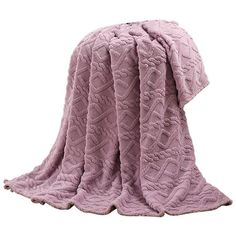 a pink blanket is folded on top of a white background