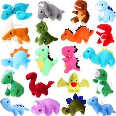 PRICES MAY VARY. Assorted Stuffed Dinosaur Toy: you will receive 20 pieces plush dinosaur doll toys in different designs, including brachiosaurus, stegosaurus and triceratops, etc., rich in variety and quantity, these cute dinosaur doll toys will fascinate your child Educational Toys: these dinosaur stuffed animals are made of soft fabrics, with bright and vivid colors, soft and cute, suitable for adults and boys and girls of most ages; You can communicate with your preschoolers and exercise the