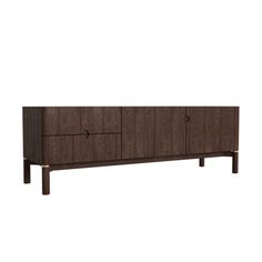 the sideboard is made out of wood and has two doors on each side, one with