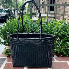 Finely Finished With Subtle Sheen, This Shaped Ebony Palm Leaf Tote Bag Is Both Elegant And Casual At The Same Time. Dress It Up Or Wear Down With Your Favorite Pair Of Jeans. This Is The Perfect Versatile And Stylish Accessory! Handwoven By Indigenous Mexican Artisans. Take This Bag Out With You For A Night On The Town, Or Take It To The Beach Or Summer Pool Party!! Black Bucket Straw Bag With Handles, Classic Straw Tote Bag For Everyday Use, Black Straw Tote Bag For Travel, Rectangular Black Straw Bag With Woven Leather, Black Rectangular Straw Bag With Woven Leather, Classic Rectangular Straw Bag For Everyday Use, Elegant Black Woven Leather Straw Bag, Classic Rectangular Vacation Bag, Black Woven Leather Straw Tote Bag