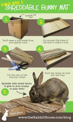 how to make a cardboard bunny mat with instructions on how to use it for rabbits