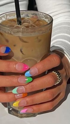 Multicolored Nails, Nails Spring, Nails 2023, Festival Nails, Pretty Acrylic Nails