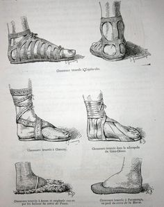 four different types of shoes are shown in this page from the book, foot and ankle injuries