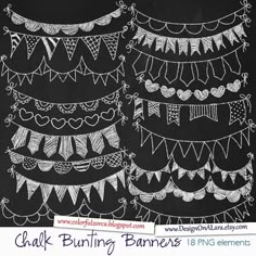 chalk drawing bunting banners on a blackboard with the words chalk bunting banner