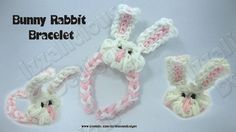 crochet bunny rabbit ear and tail bracelets