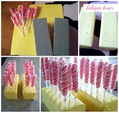 there are several different pictures of candy sticks