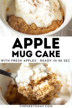 an apple mug cake with fresh apples ready in 30 seconds