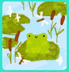 a drawing of a frog in the water