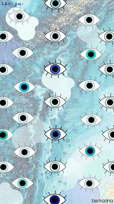 an image of many blue and black eyes