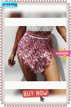 Women's Skirt Asymmetrical Polyester Sequin Black Silver Pink Red Skirts Summer Sequins Tassel Fringe Sparkle Sexy Sparkle & Shine Performance Club One-size Summer Party Hip-length Skirt, Hip-length Summer Party Skirt, Summer Festival Fringe Skirt, Summer High Waist Party Skirt, High Waist Summer Party Skirt, High Waist Skirt For Summer Party, Trendy Skirt-style Shorts For Party, Hip-length Shorts For Summer Parties, Hip-length Bottoms For Summer Club Wear