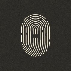 a fingerprint on a black background with the letter e in it's center