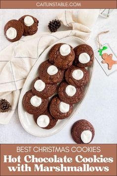 hot chocolate cookies with marshmallows on a plate