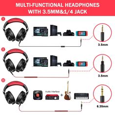 the diagram shows how to use headphones with 3 5 mm / 4 jacks