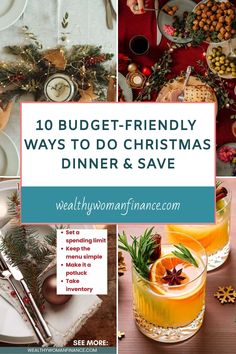 Festive table settings and Christmas decorations with tips for a budget-friendly holiday dinner. Budget Christmas Dinner, Dinner Ideas Weekly, Fish Dinner Ideas, Christmas Dinner Starters, Dinner Ideas Vegan, Vegan Dinner Ideas, Christmas Dinner Ideas, Budget Christmas, Affordable Christmas Gifts