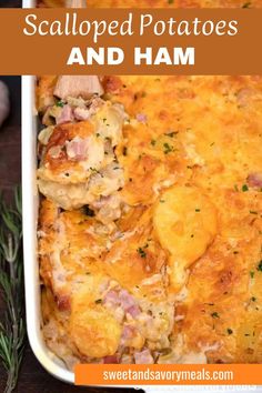 a sheet pan with scalloped potatoes and ham Best Scalloped Potatoes And Ham, Scalloped Potato Casserole, Best Scalloped Potatoes, Potatoes And Ham, Scalloped Potatoes And Ham, Yummy Casserole Recipes, Savory Meals, Leftover Ham, Scalloped Potatoes