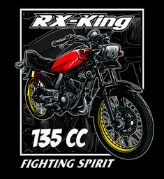 a red and black motorcycle with the words rx king on it