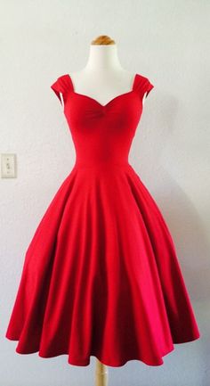 Cherry Red Rockabilly Dress Pin Up VALENTINES by MoonbootStudios Satin Prom Dress Short, Knee Length Prom Dress, Cocktail Bridesmaid Dresses, Vintage Prom, Red Party, Short Prom Dress, Simple Dress, A Line Prom Dresses