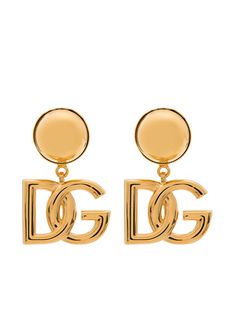 Gold-tone brass DG Logo clip-on earrings from DOLCE & GABBANA featuring circular design, clip-on design and signature DG Logo charm. These earrings come as a pair.. | Dolce & Gabbana Logo clip-on earrings Dolce Gabbana Jewelry, Dolce And Gabbana Earrings, Dg Logo, Circular Design, Demi Fine Jewelry, Dolce E Gabbana, Fine Earrings, Stylish Jewelry, Dolce & Gabbana