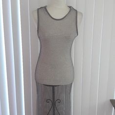 Rhinestone Mesh Tank Dress Maxi Gray With Rhinestine Detail Slits On Both Sides Size Xs Nwt Twenties Dress, Boho Silk Dress, Navy Knit Dress, Long Maxi Gowns, Romantic Maxi Dress, Knit Gown, Tropical Maxi Dress, Purple Maxi Dress, Tank Maxi Dress