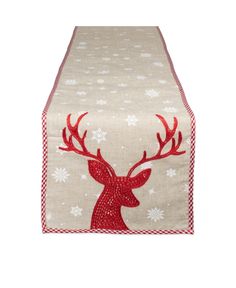 a table runner with reindeer head on it