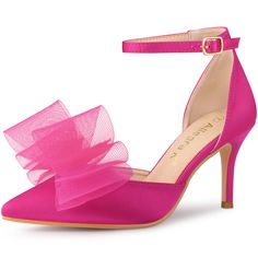 Shop Allegra K for bow tie pointed toe ankle strap stiletto high heel pumps you are looking for, get more women's stiletto heel for yourelf. Order now! Free Returns! Tie Heels, Hot Pink Heels, Lace Pumps, Bow Pumps, Womens Stilettos, Pumps Heels Stilettos, Closed Toe Shoes, Birthday Outfits, 25th Birthday