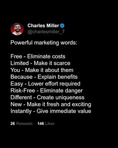 an image of a twitter post with the words'powerful marketing words '