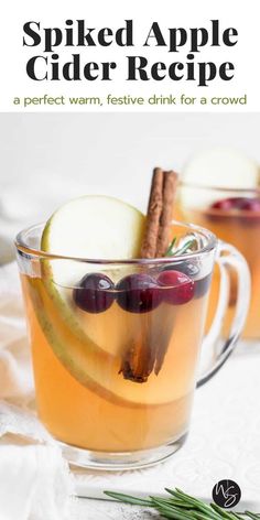 an apple cider recipe in a glass mug