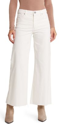 KUT from the Kloth Meg Fab Ab High Waist Wide Leg Jeans | Nordstrom Trendy Wide-leg Jeans With Frayed Hem, Relaxed Fit Wide-leg Jeans With Frayed Hem, Chic Relaxed Fit Flare Jeans For Fall, Casual Wide-leg Flare Jeans With Frayed Hem, Chic Flare Jeans With Frayed Hem For Work, Wide Leg Flare Jeans With Frayed Hem For Fall, Wide Leg Jeans With Frayed Hem For Fall, Fall Flare Jeans With Frayed Hem And Wide Leg, Fall Wide Leg Jeans With Frayed Hem