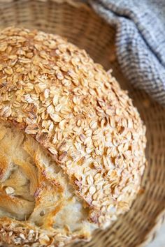 a close up of a bread in a basket