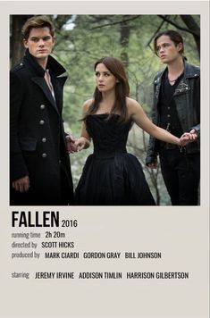 the twilight saga movie poster with two people in black dresses and one man in a trench coat