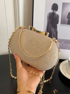 BirdinBag - Stylish Mini Metal Handbag with Glitter Chain Strap - Ideal Bridal Purse for Weddings & Events Prom Bags, Gold Bags, Metallic Handbags, Wedding Handbag, Bridal Purse, Perfect Bride, Pearl Bag, Minimalist Pattern, Gold Bag