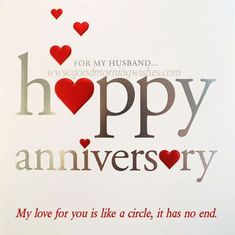 a happy anniversary card with hearts and the words for my wife