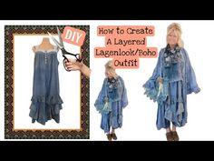 an image of a woman holding scissors in front of a sign that says how to create a layered lagenlook / photo outfit