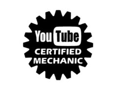 you tube certified mechanic sticker on a white background