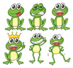 cartoon frog with different expressions and poses on white background stock photo - 549872