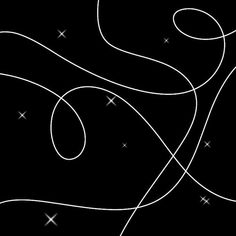 a black background with white lines and stars in the sky, as well as an abstract design