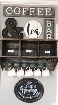 coffee and tea bar sign hanging on the wall