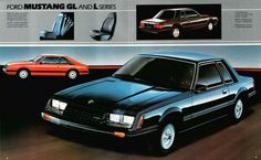 an advertisement for the ford mustang gl and l series