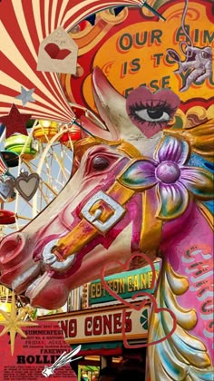 an image of a carousel horse that is very colorful