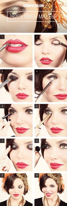 Flapper Girl Makeup, 1920s Makeup Tutorial, Flapper Makeup, Maquillage Goth, 1920s Makeup, Flapper Girls, Doing Makeup